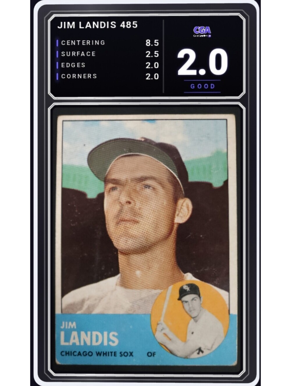1963 Topps Baseball #485 Jim Landis Chicago White Sox - CGA 2.0 Digital Grade